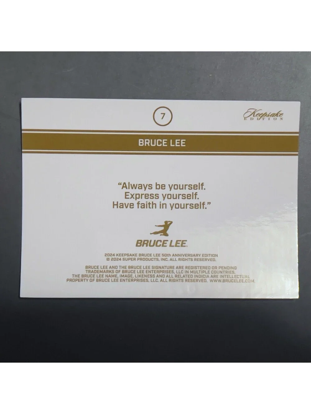 2024 Keepsake Bruce Lee 50th Anniversary #7 Blue Refractor 022/100